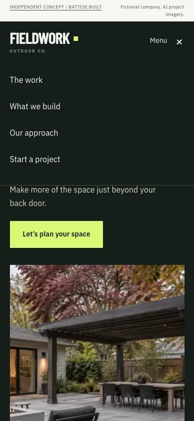 Fieldwork Outdoor Co. expanded mobile navigation